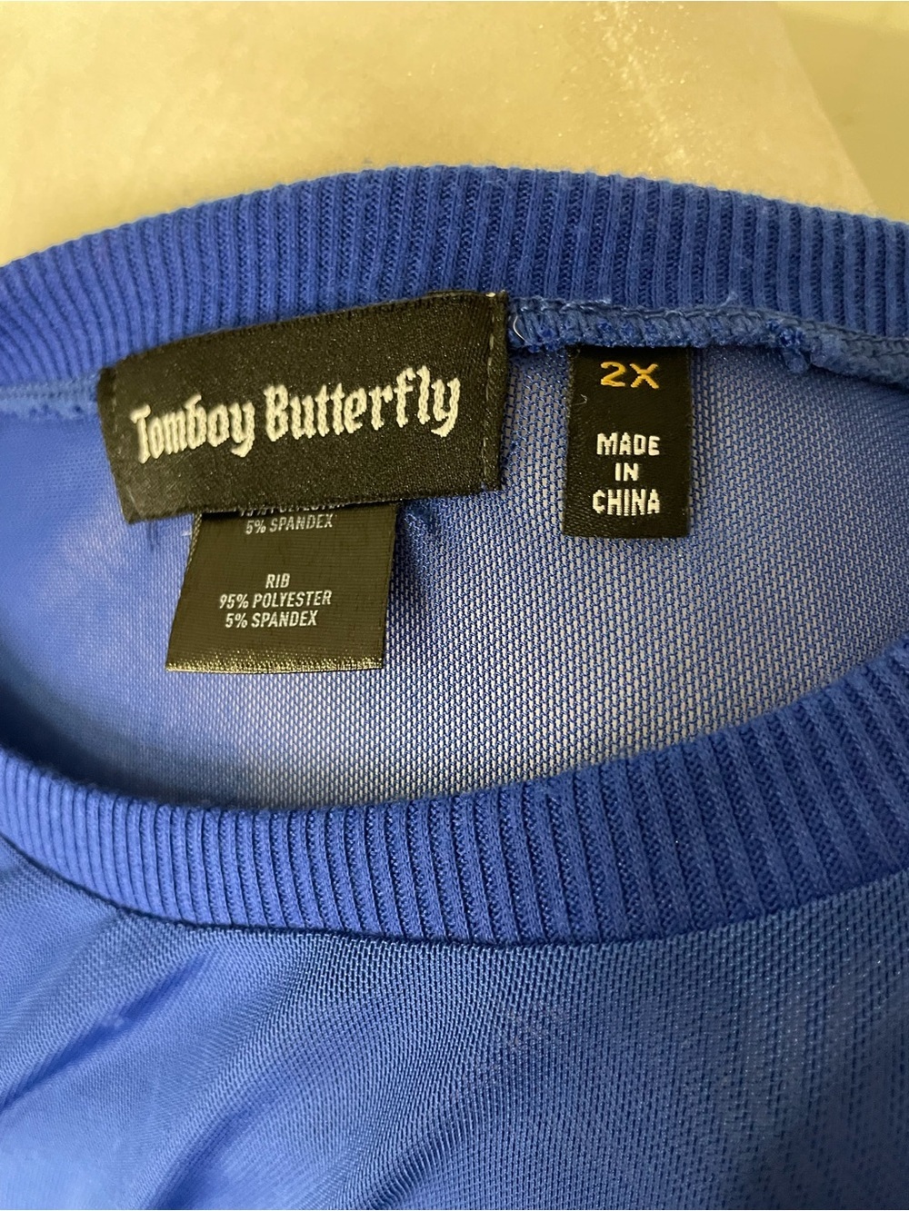 Sheer Long-Sleeve Crewneck Top - Blue - Picture 4 of 4
